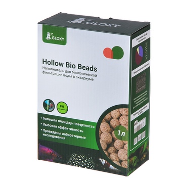Наполнитель для биологической фильтрации воды Gloxy Hollow Bio Beads, 1л